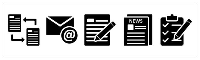 A set of 5 business icons as file transfer, email, edit profile in black color vector