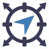 Navigation and map icon concept in blue filled color vector