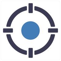 Target and map icon concept in blue filled color vector