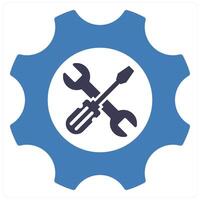 Technical support and service icon concept in blue filled color vector