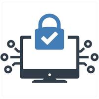 Security and protection concept in blue filled color vector