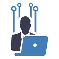 Hacker and spy icon concept in blue filled color vector