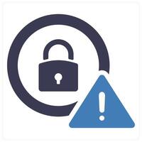 Security Warning and alert icon concept in blue filled color vector