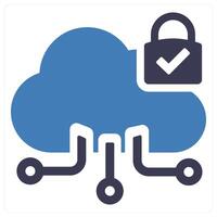 Cloud Security and interface icon concept in blue filled color vector