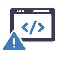 Code Issue and error icon concept in blue filled color vector