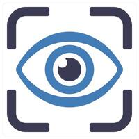 Eye Scan and biometric icon concept in blue filled color vector
