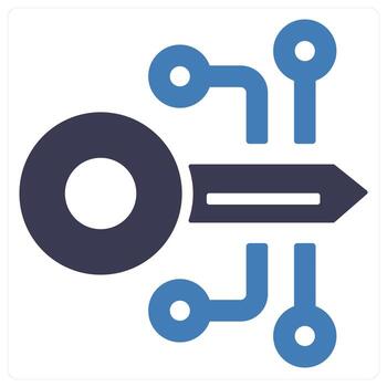 Encryption and data icon concept in blue filled color vector