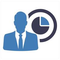 Data Analyst and business icon concept in blue filled color vector