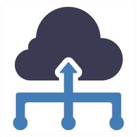 Cloud Hosting and server icon concept in blue filled color vector