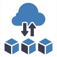 Cloud Computing and technology icon concept in blue filled color vector