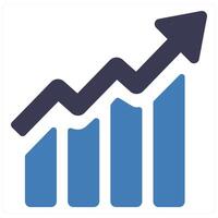 Data Chart and analytics icon concept in blue filled color vector