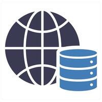 Global Data and global database icon concept in blue filled color vector