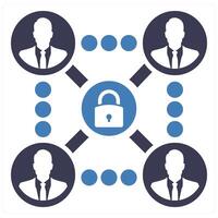 Secure Connection and network icon concept in blue filled color vector