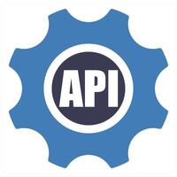 API Interface and interface icon concept in blue filled color vector