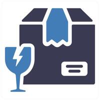Fragile and box icon concept in blue filled color vector