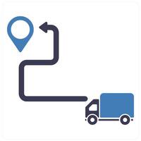 Delivery Location and map icon concept in blue filled color vector