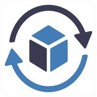 Delivery process and processing icon concept in blue filled color vector