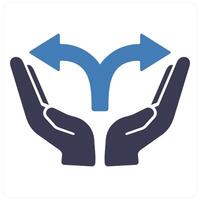 Decision and way icon concept in blue filled color vector