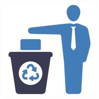 Waste Sorting and disposal icon concept in blue filled color vector