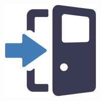 Exit and exit door icon concept in blue filled color vector