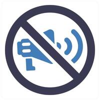 Not Allowed and mute icon concept in blue filled color vector