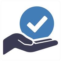 Holding and hand icon concept in blue filled color vector
