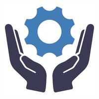 Manage and cloud management icon concept in blue filled color vector