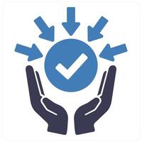 Collect and hand icon concept in blue filled color vector