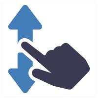 Scroll and hand icon concept in blue filled color vector