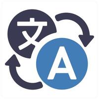 Foreign Language and learning icon concept in blue filled color vector