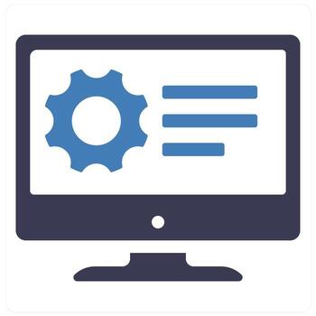 software desarrollo y desarrollador icono concepto en azul lleno color vector