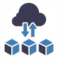 Cloud computing and cloud icon concept in blue filled color vector