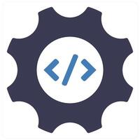 Programming languages and code icon concept in blue filled color vector