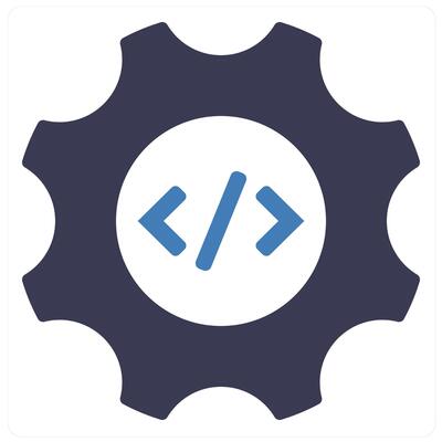 Programming languages and code icon concept in blue filled color