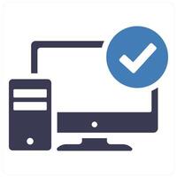 Computer Skills and screen icon concept in blue filled color vector