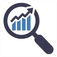 Analysis and data icon concept in blue filled color vector