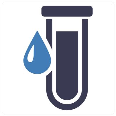 Blood Sample and blood test icon concept in blue filled color