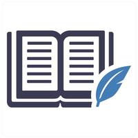 Writing and write icon concept in blue filled color vector
