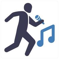 Singing and man icon concept in blue filled color vector
