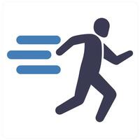 Running and exercise icon concept in blue filled color vector