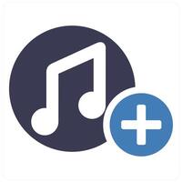 Add Music and add icon concept in blue filled color vector