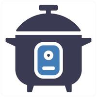 Rice Cooker and food icon concept in blue filled color vector