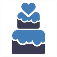 Cake and celebrate icon concept in blue filled color vector