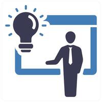 Idea Presentation and idea icon concept in blue filled color vector