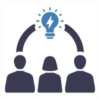 Brainstorming and idea icon concept in blue filled color vector