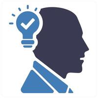 Head Idea and idea icon concept in blue filled color vector