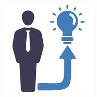 Having Idea and idea icon concept in blue filled color vector