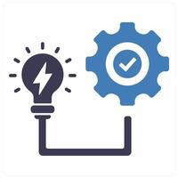 Idea Execution and idea icon concept in blue filled color vector