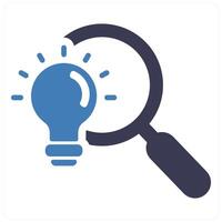 Search Idea and idea icon concept in blue filled color vector