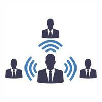 Referral Program and affilliate programing icon concept in blue filled color vector